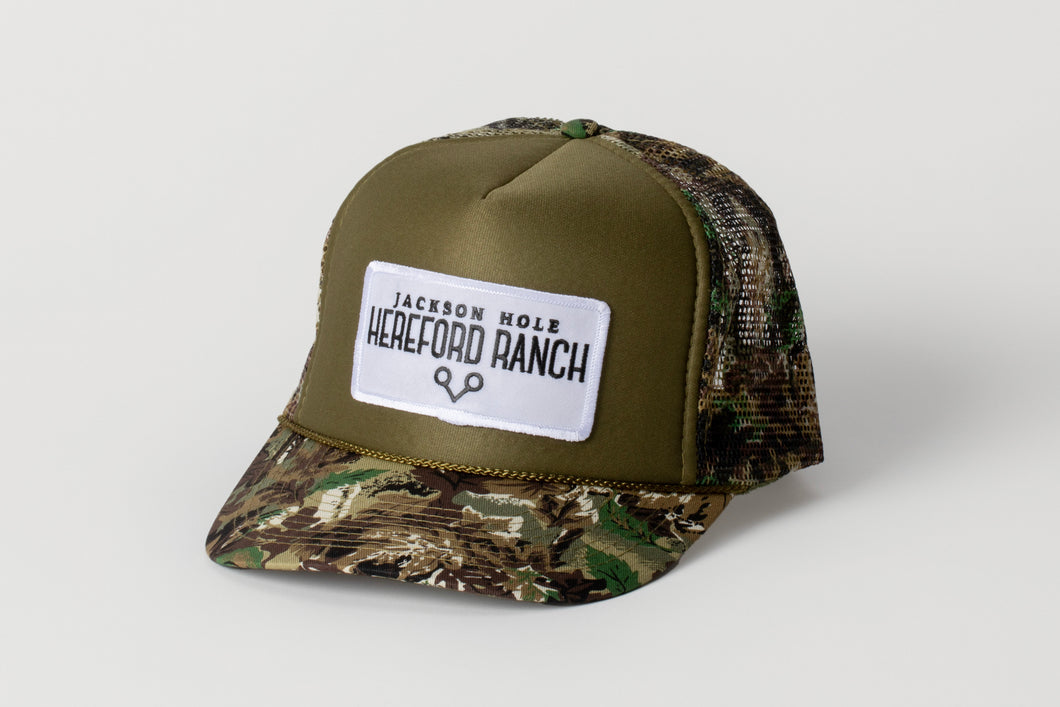 Camo Jackson Hole Hereford Ranch Trucker Hat