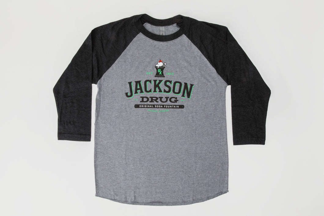 Grey/Black Jackson Drug Baseball Tee